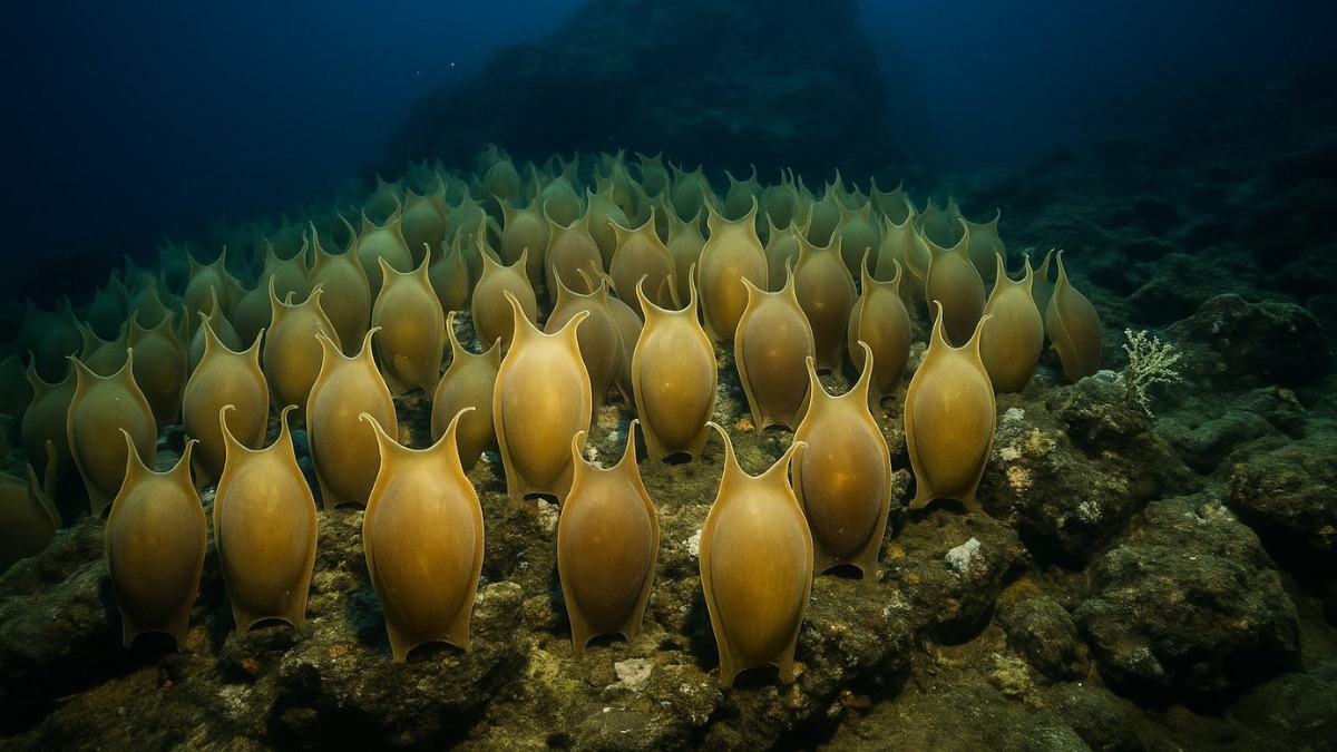 nachdem sie tausende riesige eier unter einem aktiven unterwasser vulkan
